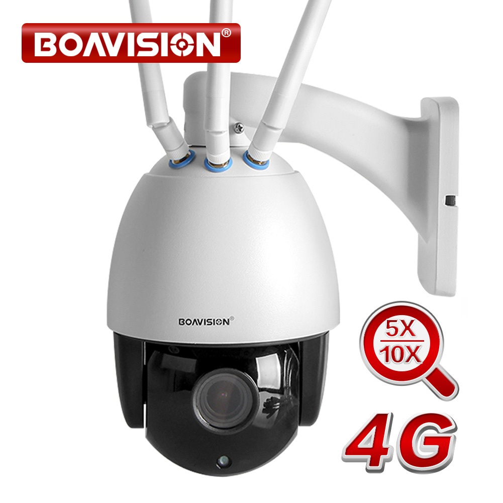 Outdoor 4G SIM Card Dome CCTV IP Camera PTZ HD1080P 5X Zoom Audio IR 60m TF Card